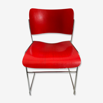 Chaise bois et chrome rouge vermillon