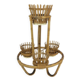 mid century PLANT STAND rack 1950s 60s bamboo rattan hawaii tiki era