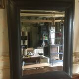 Beveled leather mirror 90x70