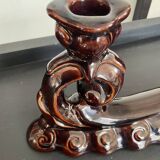 Pair of Art Deco candlesticks in glazed ceramic