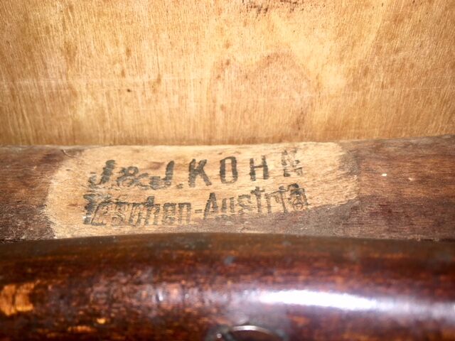 5 chairs bistro J & J Kohn with label and stamp circa 1900