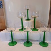 6 verres à pied vin blanc vintage