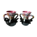 Pair of vintage vases in twisted ceramic