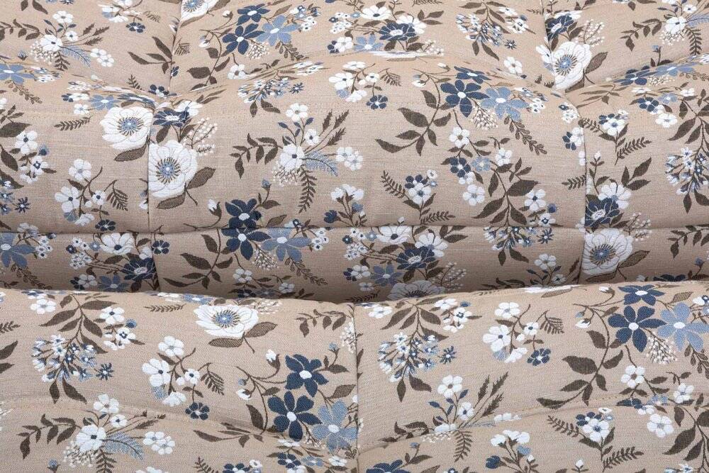 Togo lounge chair with pouf and 2-seater sofa in patterned fabric by Michel Ducaroy for Ligne Roset, set of 3