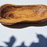 Plat brutaliste en bois d'olivier 1970