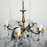 Lustre 5 lumières en bronze et laiton Louis XV