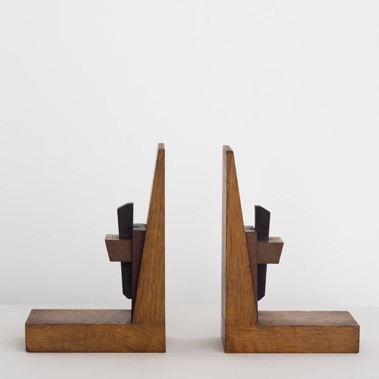 1960s wooden bookends