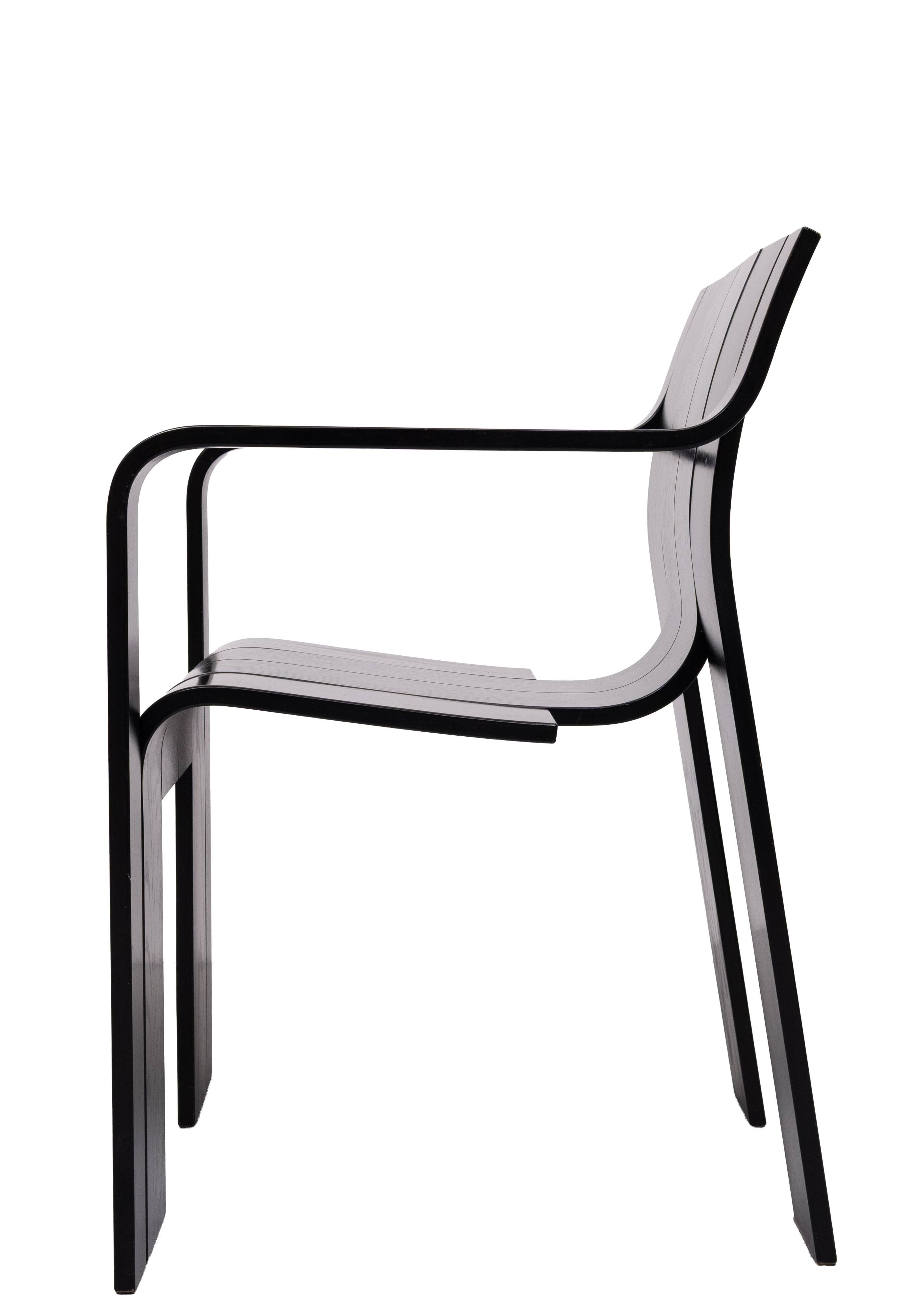 Chaises Black Strip de Gijs Bakker avec accoudoirs des années 1970, Hollande