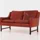 Red leather sofa, Scandinavian design, 1960s, designer: Fredrik Kayser, production: Vatne Møbler