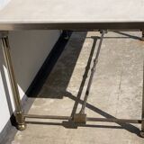 Rectangular bronze and marble coffee table