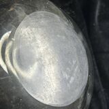 Vase Biot en verre soufflé à inclusions bleues – France vintage – H 23 cm