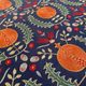 Silk Embroidered Pomegranate Design Cushion Cover. Navy Blue Throw Pillow Case. Traditional Accent Pillow