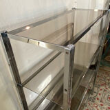 Modular shelf chrome and smoked glass 70s