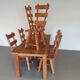 Olm wood brutalist wabi sabi dining set / 6 chairs / table