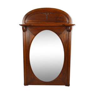 Miroir trumeau art nouveau en noyer
