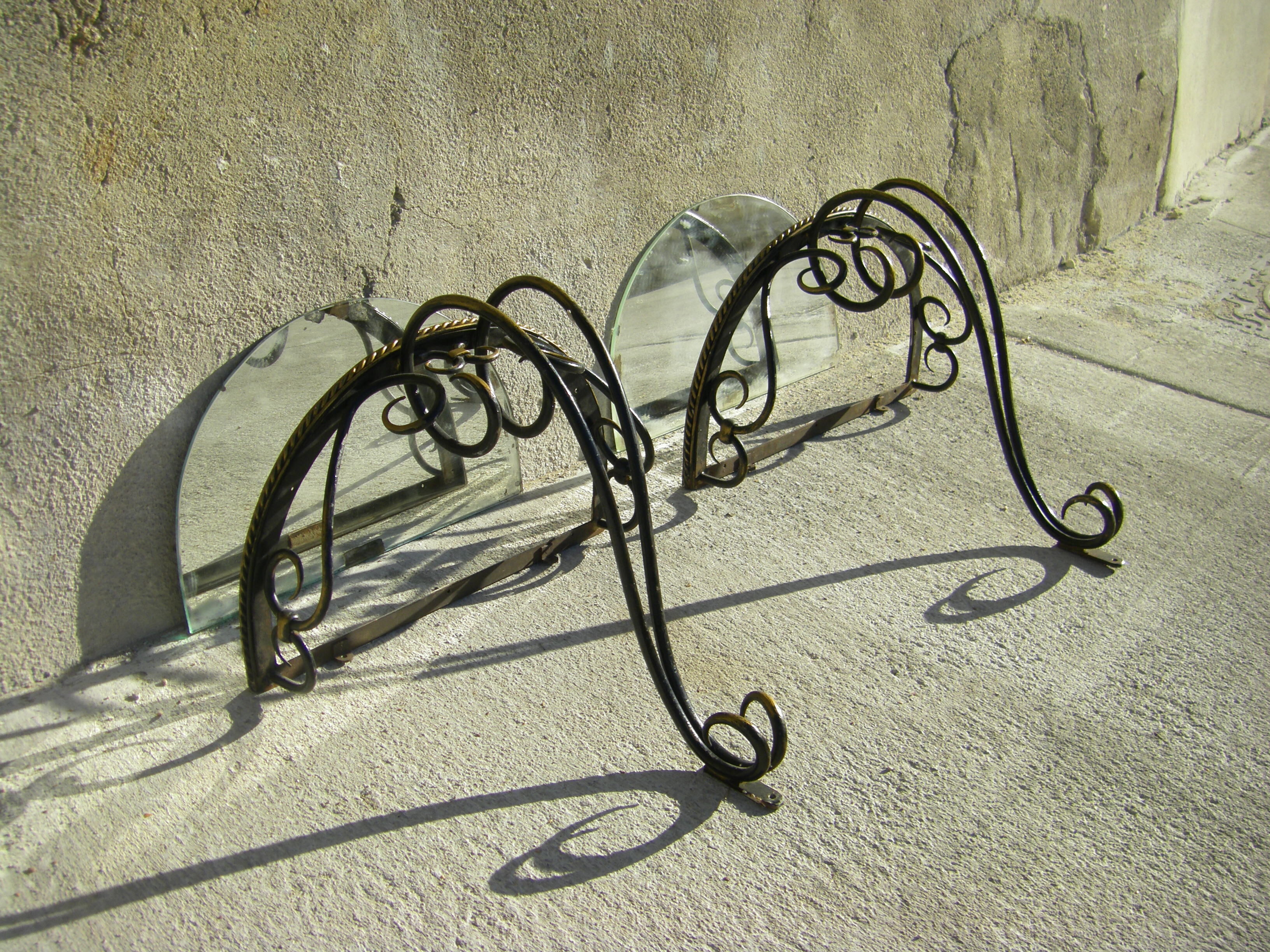 Pair of wrought iron consoles 1950