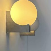 Pair of vintage wall lights, brushed metal and opaline, France 1970