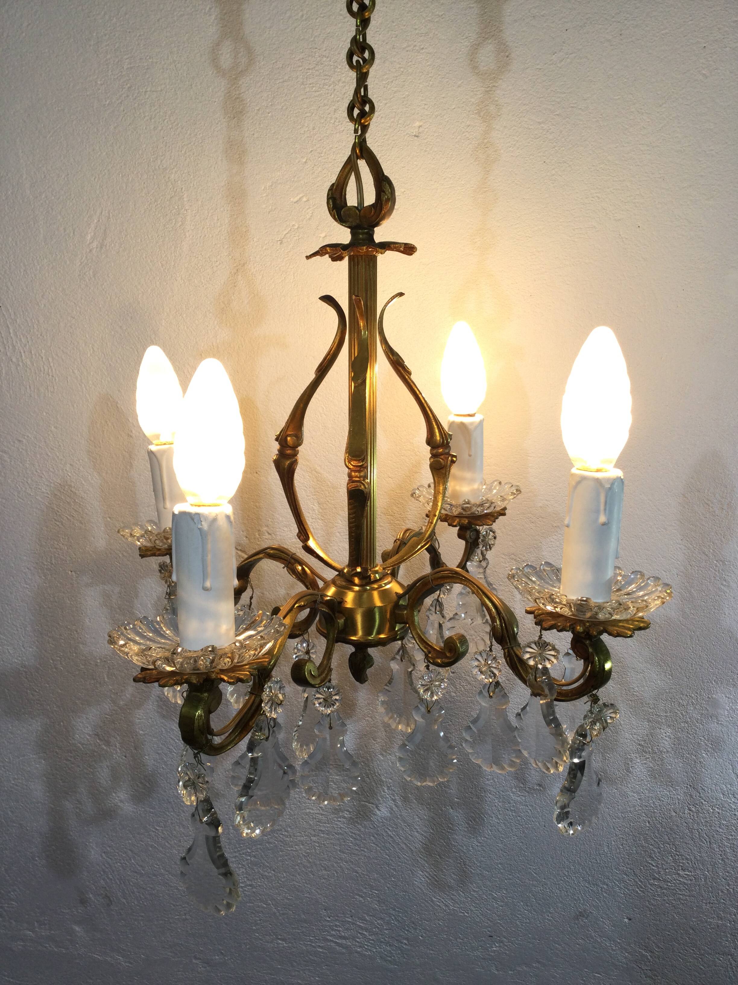 Chandelier With 4 Lights Bronze And Tassels