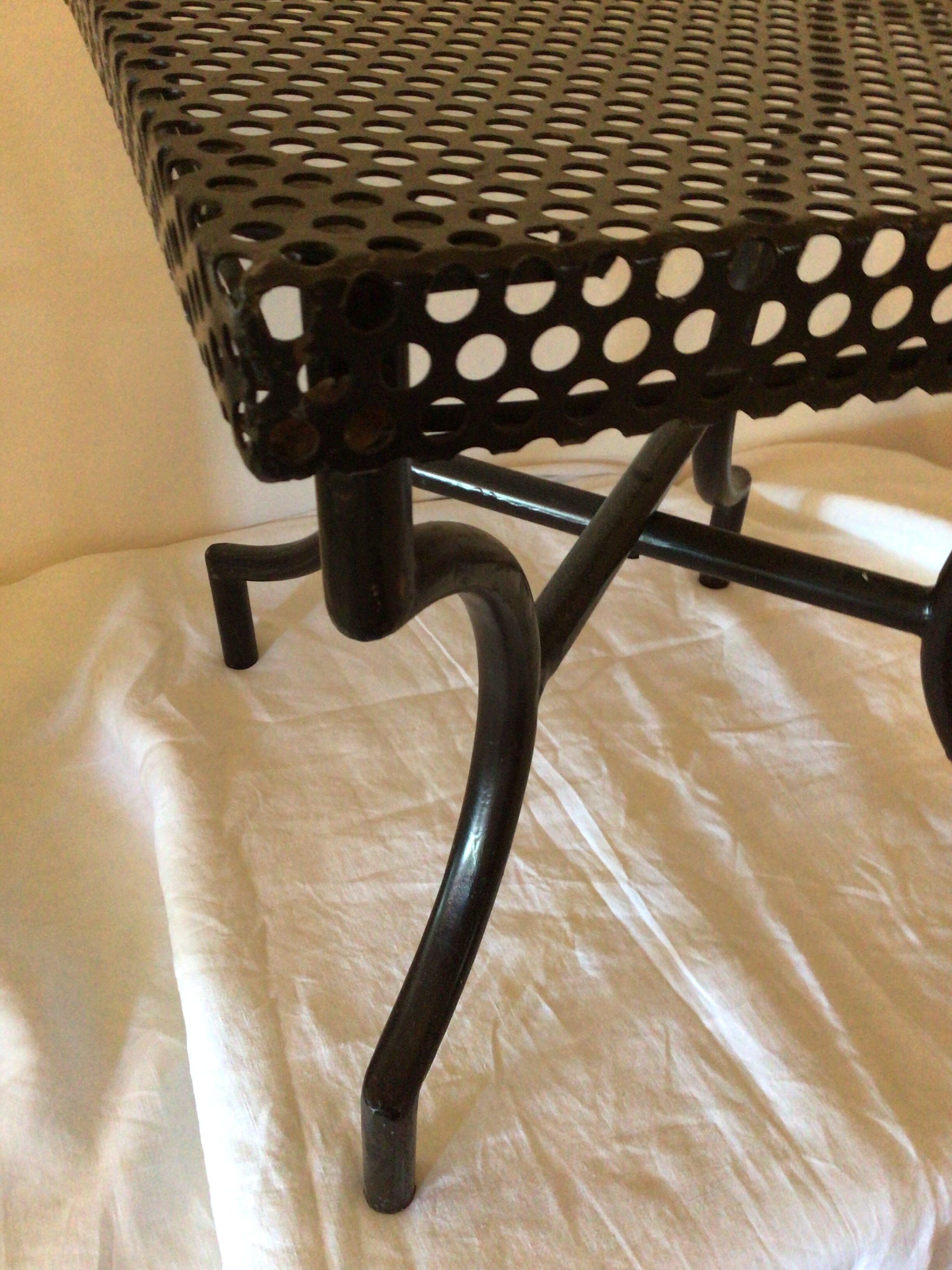 Square metal coffee table with hole