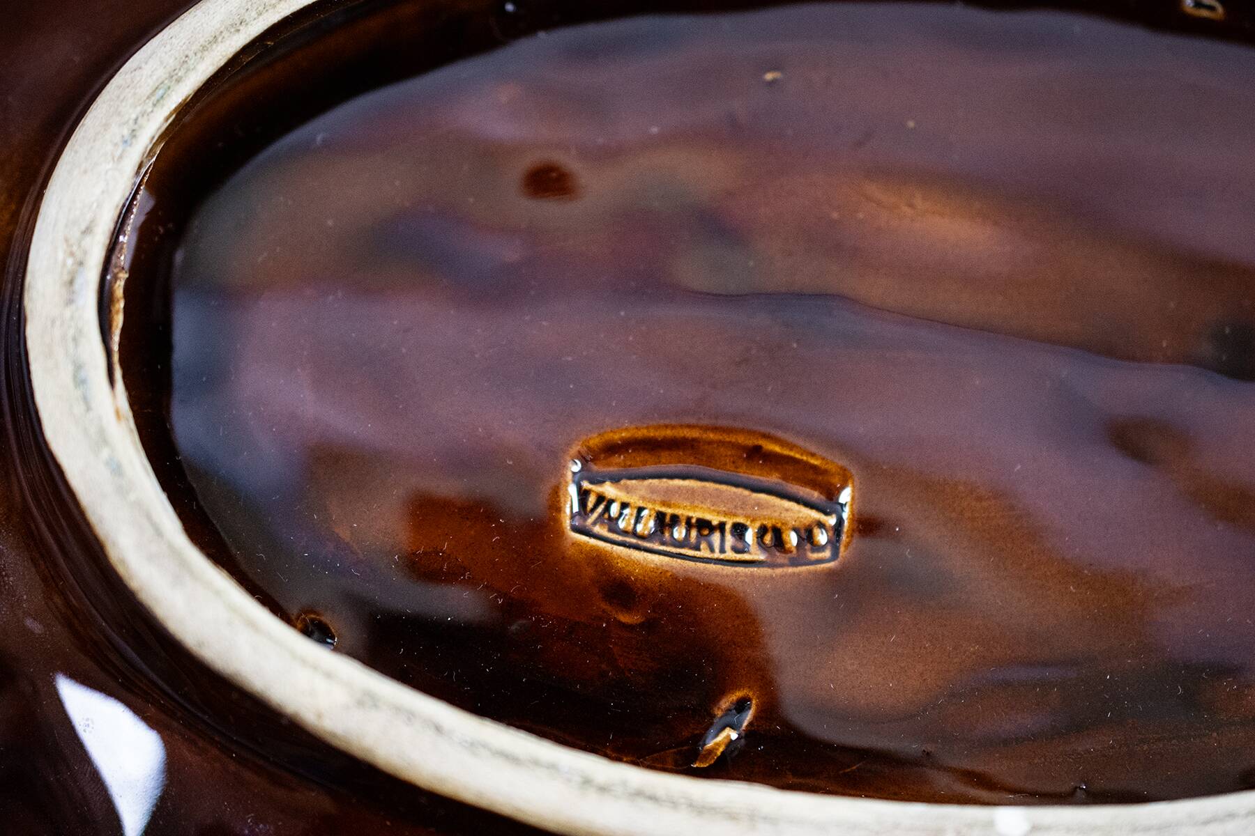 Large Vallauris ceramic bowl in the shape of a leaf
