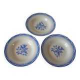 Set of 3 old Digoin Marsac soup plates in vintage retro kitchen earthenware