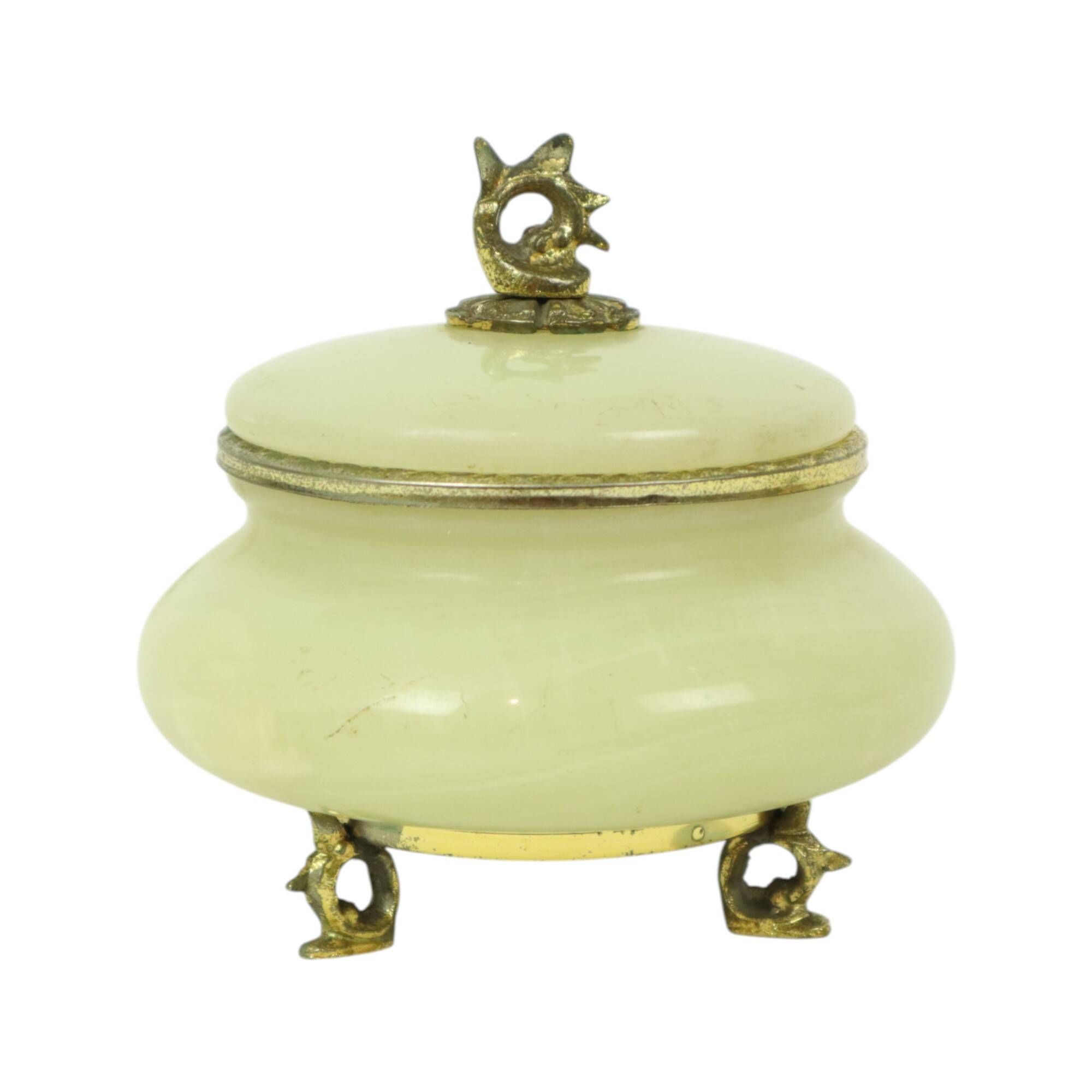 Vintage Jewelry Box Trinket Box Italian Alabaster Natural Stone
