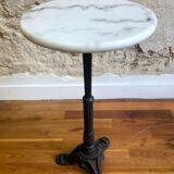 Marble and cast iron pedestal table