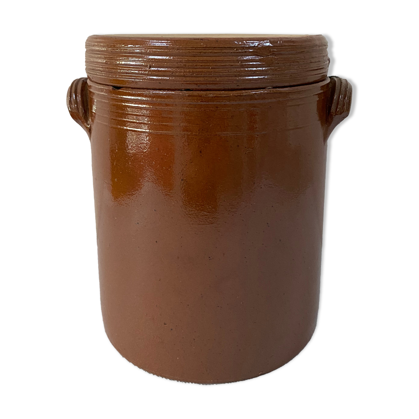 Glazed stoneware confit pot
