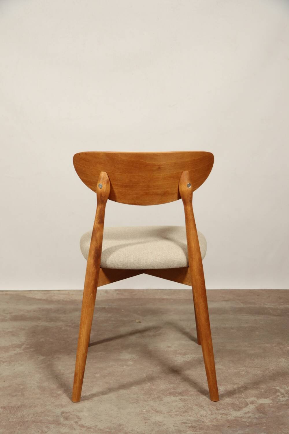 Modern chair Scandinavian design light wood natural Lin fabric mid century modern design