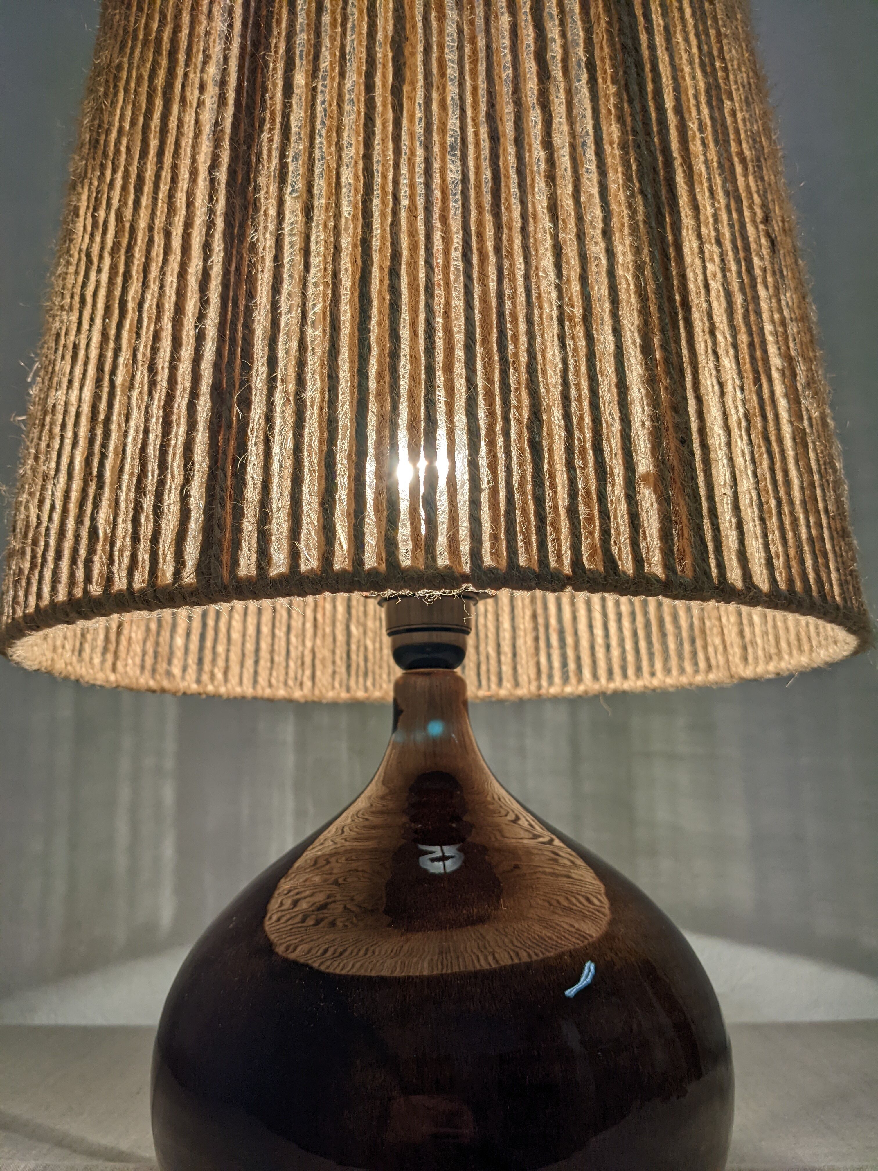 Vintage ceramic lamp and jute rope