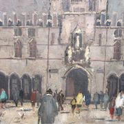 Mid Century Oil Painting of Bruges Oil Painting
