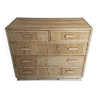 Vintage rattan chest of drawers