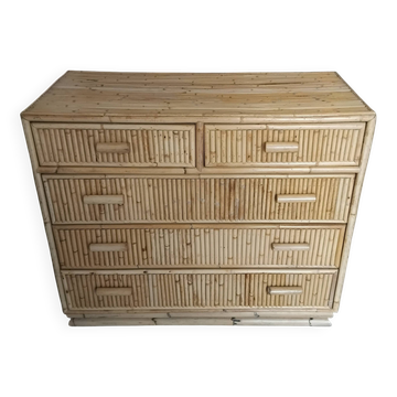 Commode rotin vintage