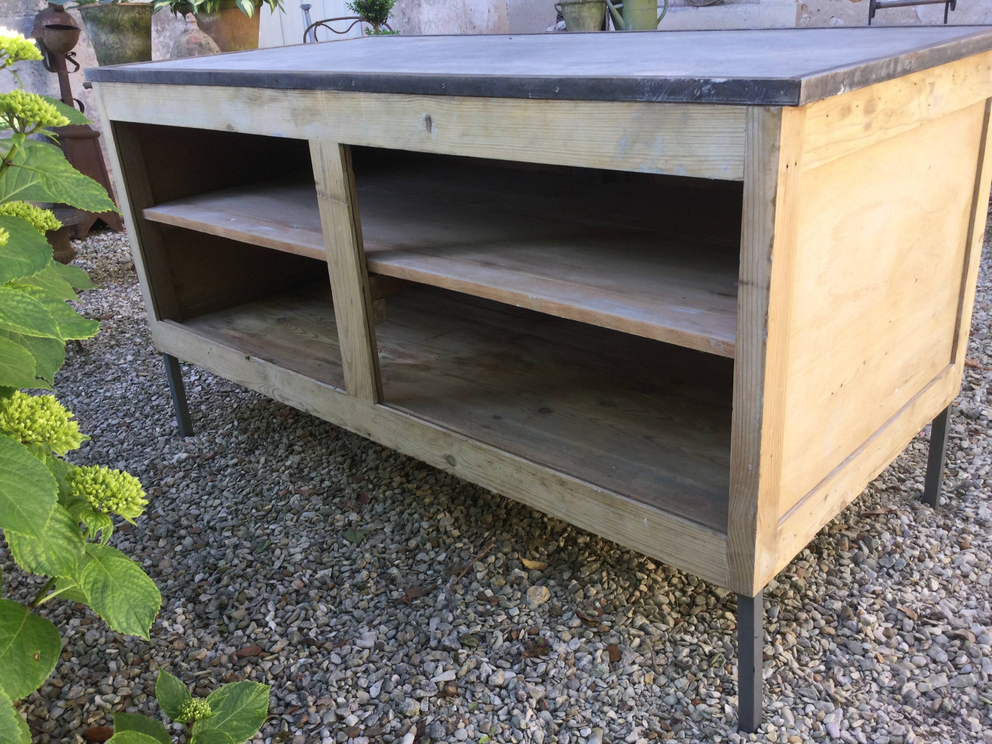 Antique workshop cabinet with sliding doors