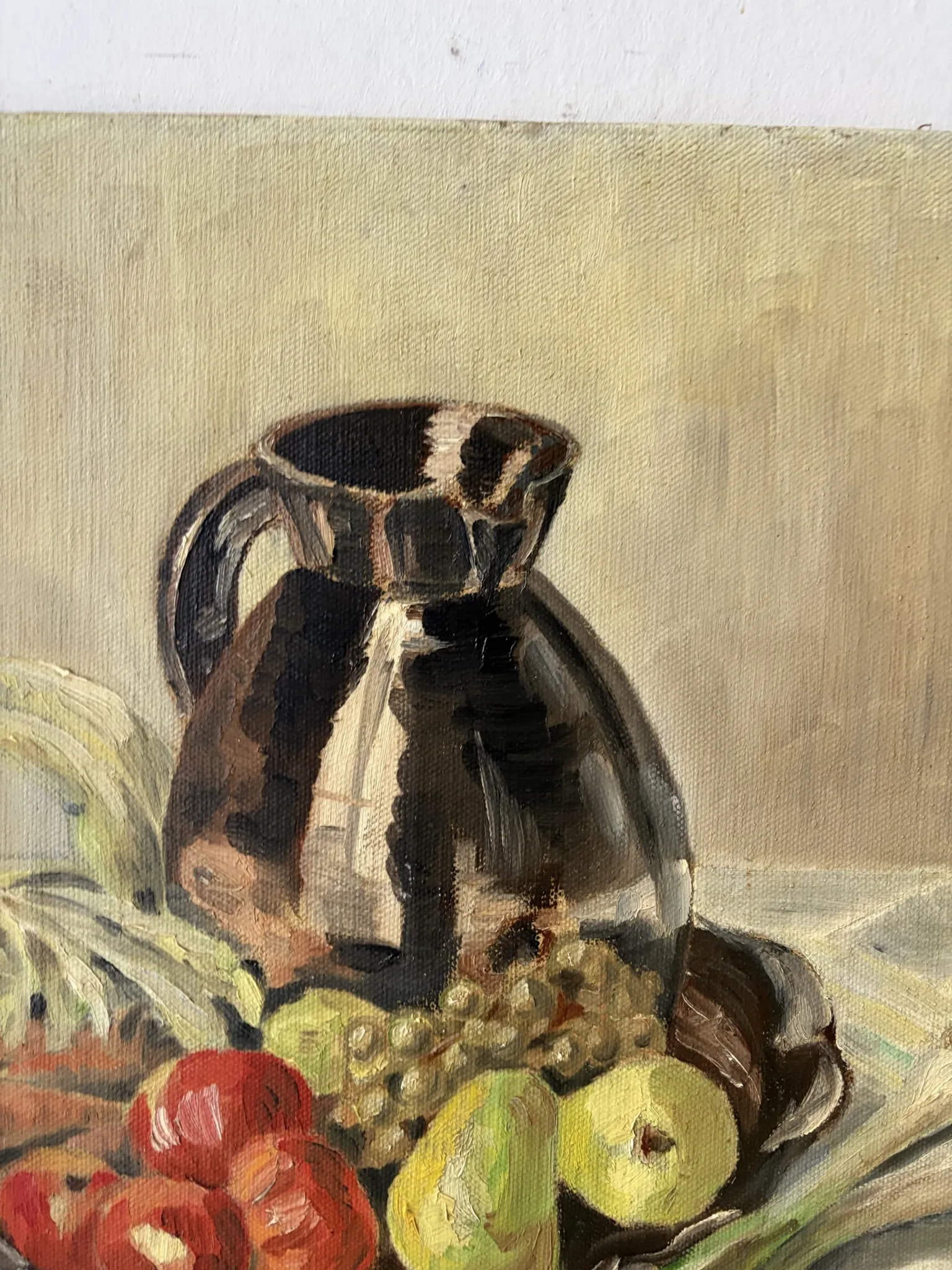 Still life with carrots, oil on canvas signed