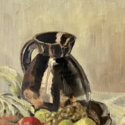 Still life with carrots, oil on canvas signed