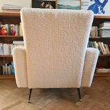 Rockabilly style armchair in white terry fabric