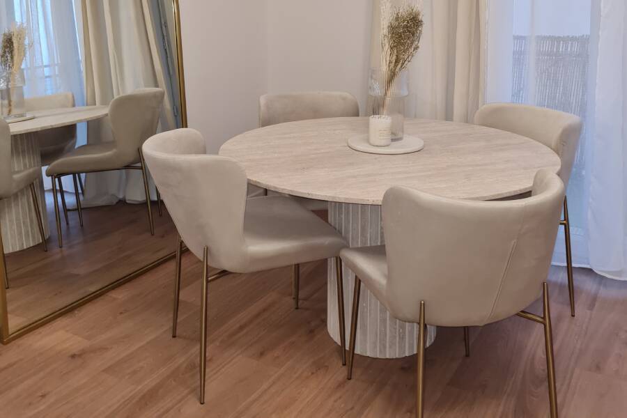 Omega Circular Dining Table - Natural Travertine