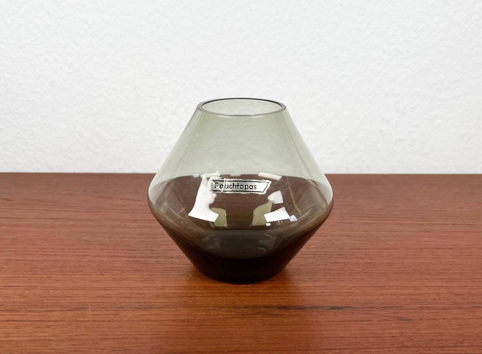 Mid-century German minimalist glass vase Rauchtopas, 1960s