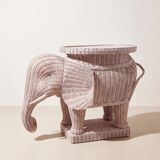 Vintage side table in rattan in the shape of an elephant, attributed to Vivai del Sud, Italy, 1960 - 1970.