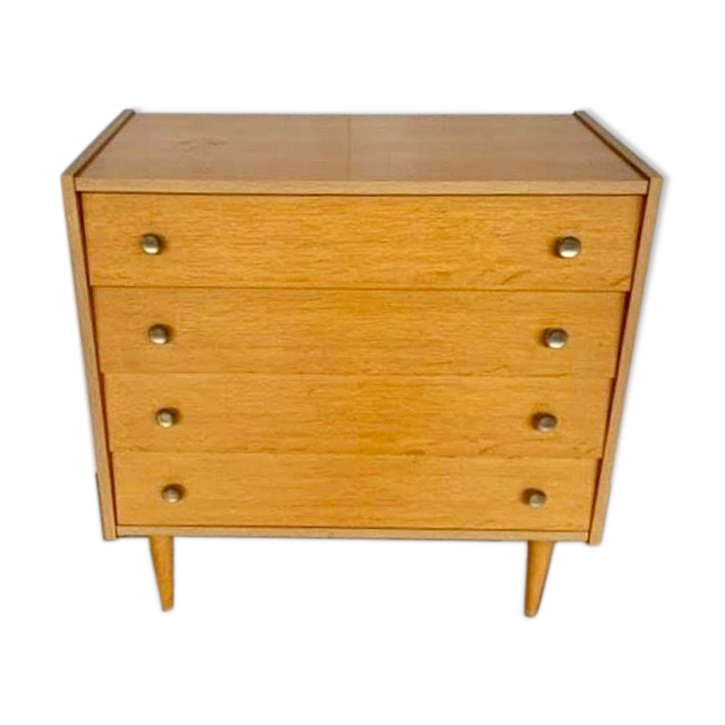 Vintage modernist light chene dresser has 4 drawers anne 1960
