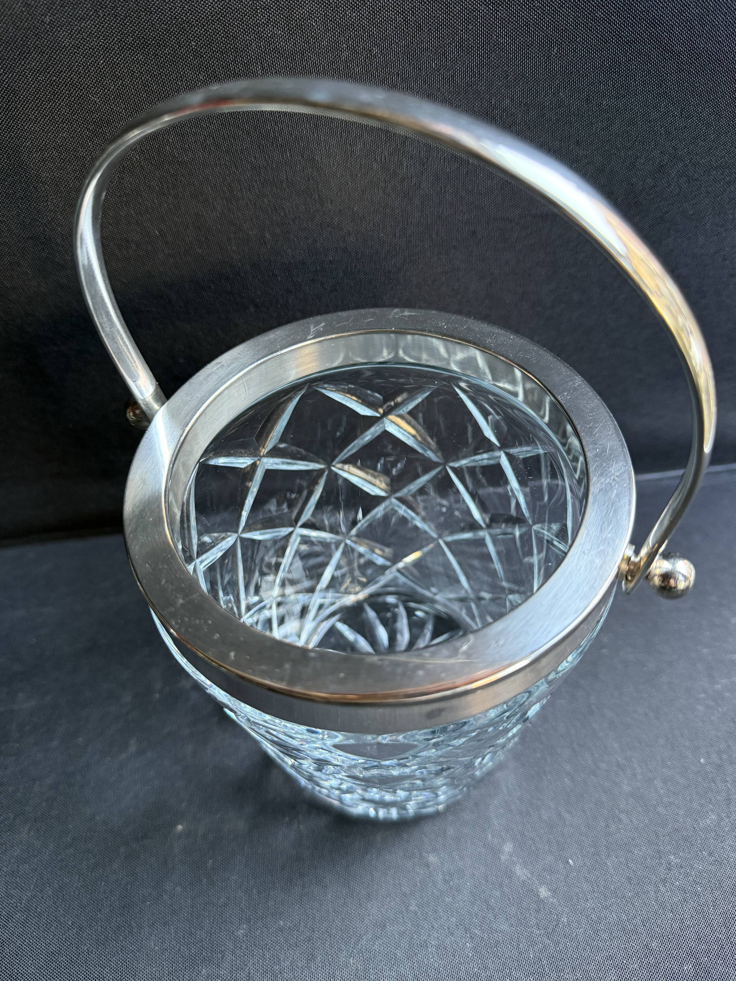 Ice Bucket – Cut Crystal and Silver Metal