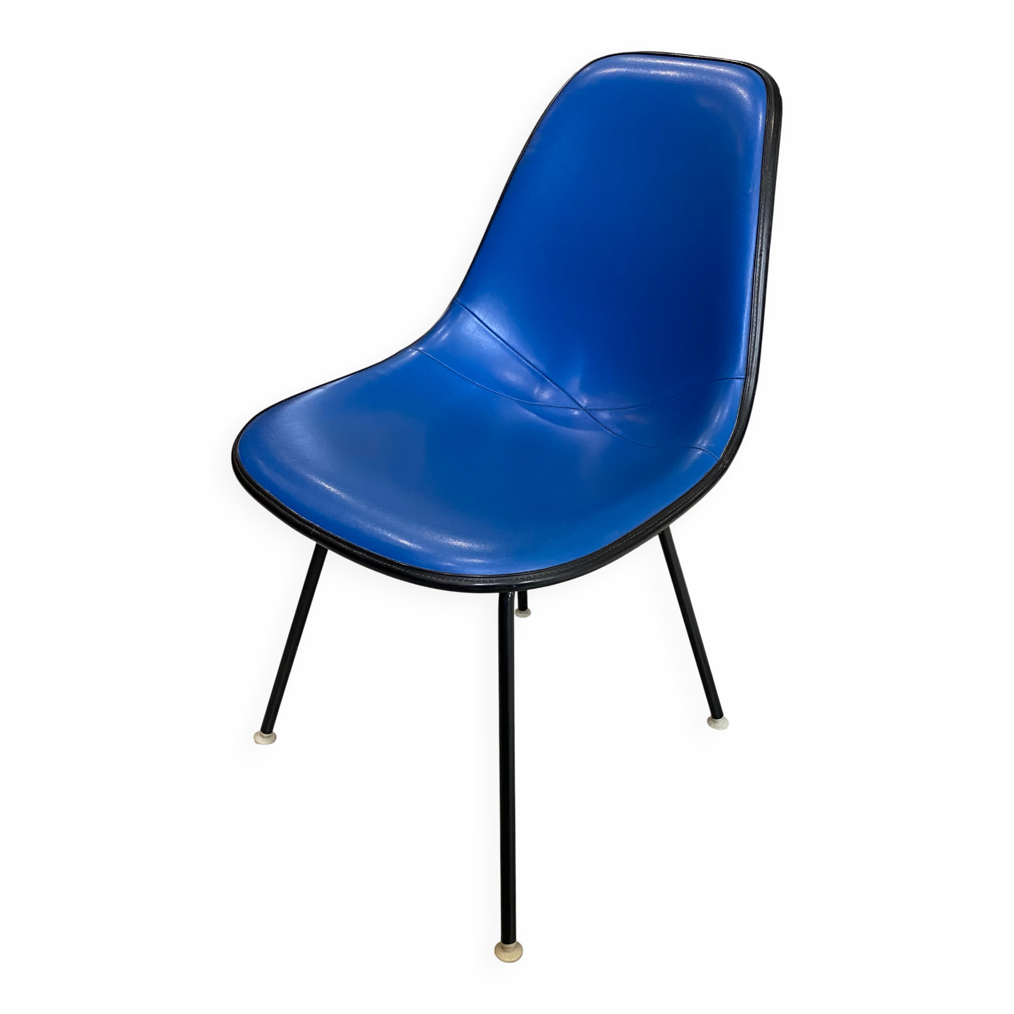 Eames Herman Miller vintage 70s blue vinyl fiberglass chair
