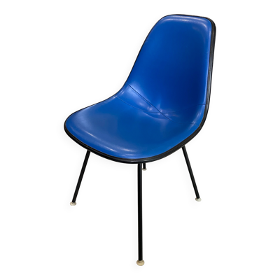 Chaise dsx fibre de verre bleu skai vinyl eames herman miller vintage 70