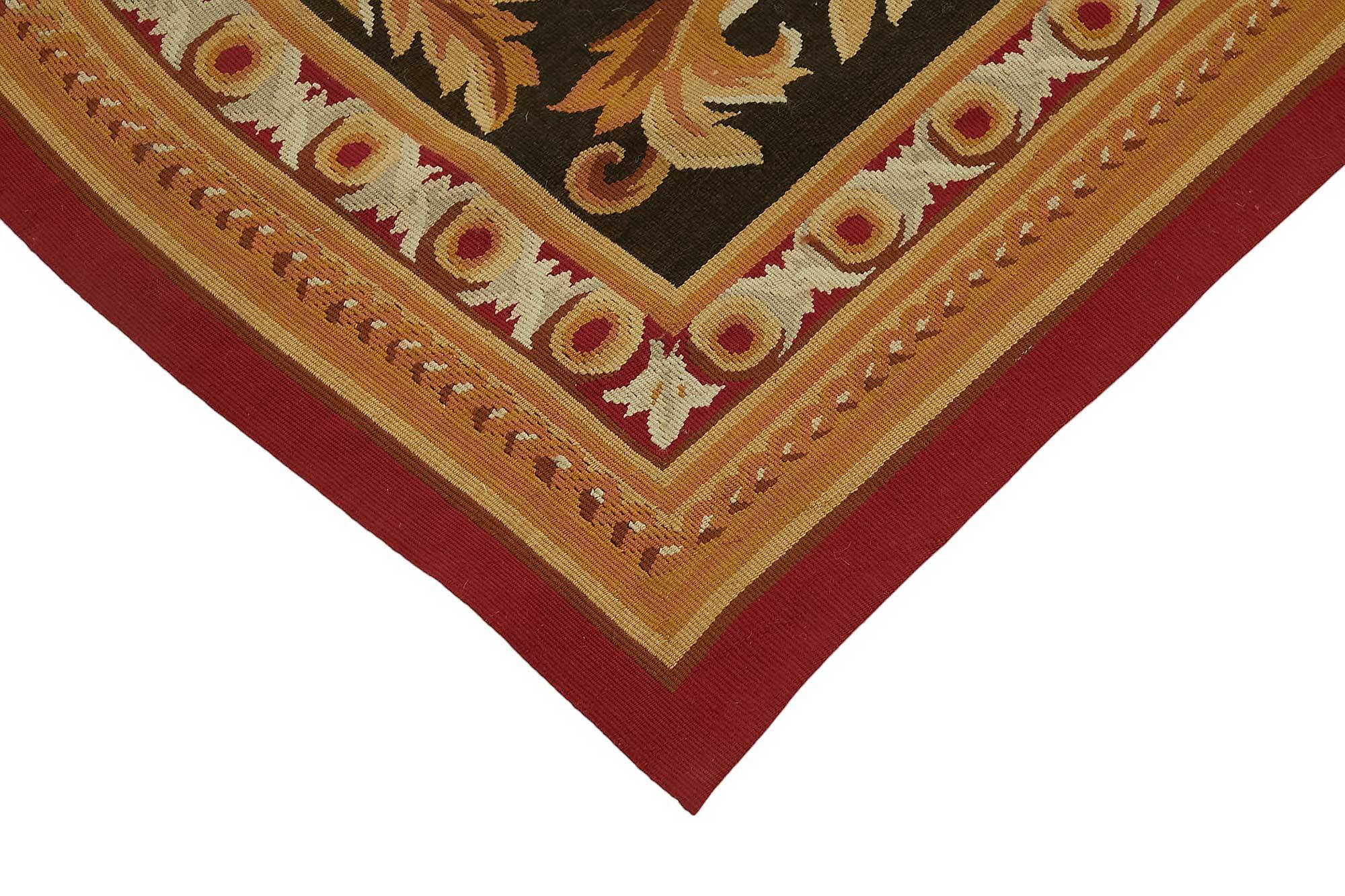 Handmade European Vintage Aubusson Kilim 90 cm x 300 cm