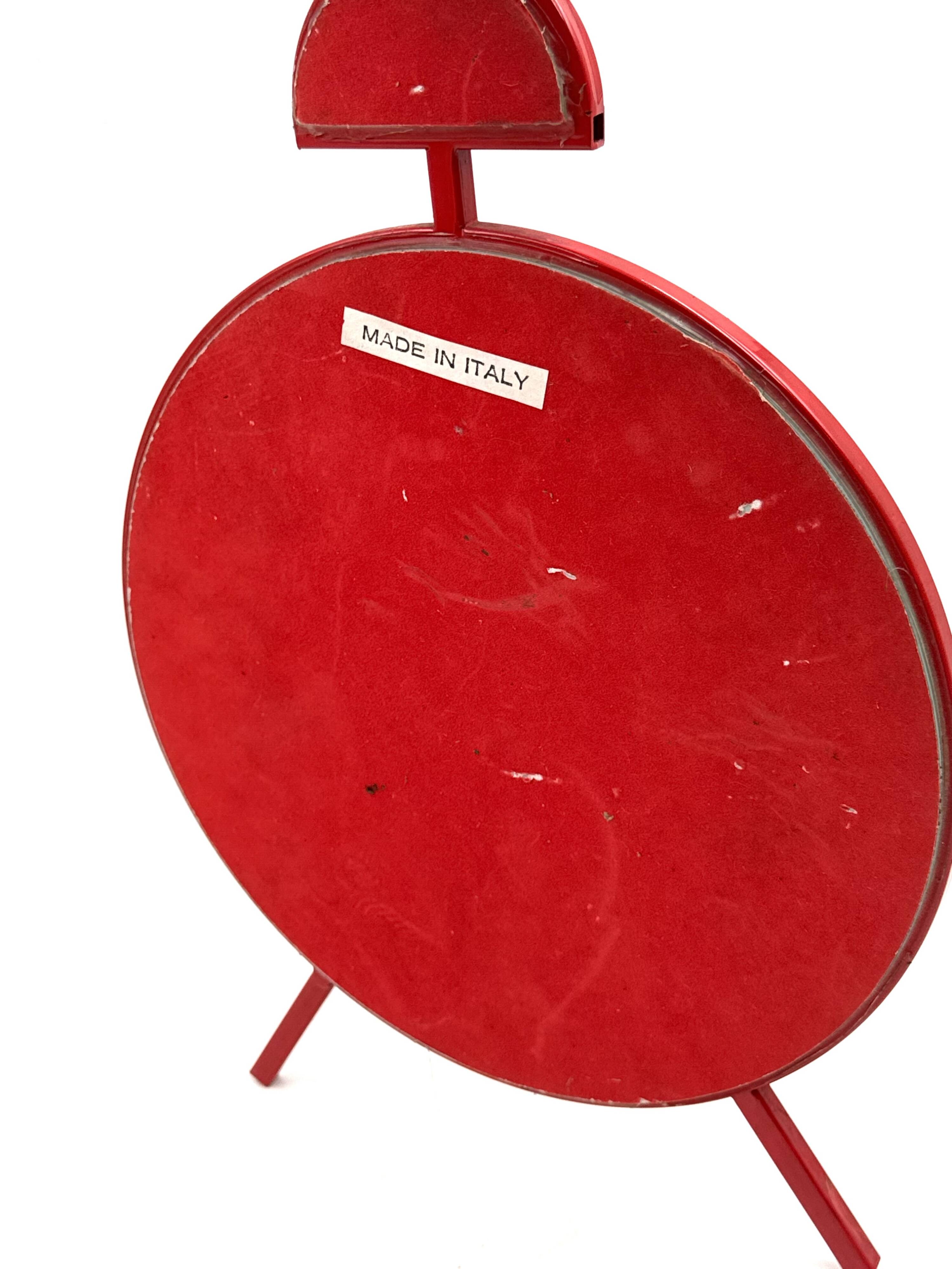 Postmodern Pop Art Design Red Wall Mirror "Clock" Shape – PILM Italy, 1980s