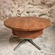 Vintage French Cherry Wood Coffee Table with Rotating Top - 1960s Round Shape on Iron Base Ø80cm