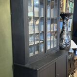 Two-body bookcase, painted in black and gray, Restoration Style model
