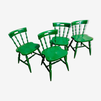 Lot de 4 chaises vert foncé d'un bistro aux Pays-Bas