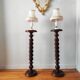 Pair of turned wooden pedestals